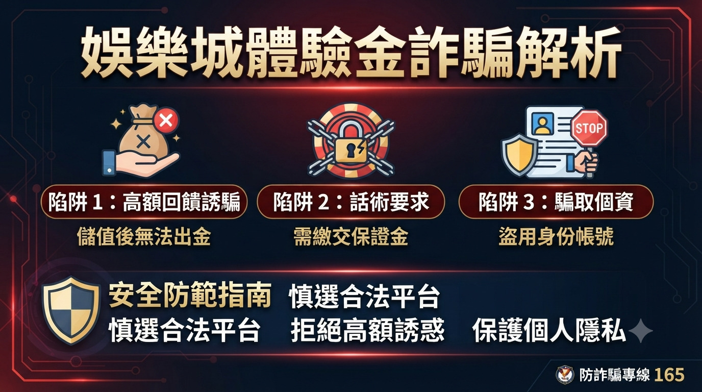 娛樂城體驗金詐騙解析：3大領取陷阱與安全防範指南